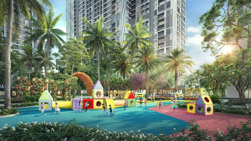 The Pavilion phong c&aacute;ch Singapore mở ra cuộc sống tr&agrave;n ngập năng lượng t&iacute;ch cực với chuỗi c&aacute;c s&acirc;n vận động, s&acirc;n chơi giữa kh&ocirc;ng gian xanh. Ảnh: Vinhomes &nbsp;