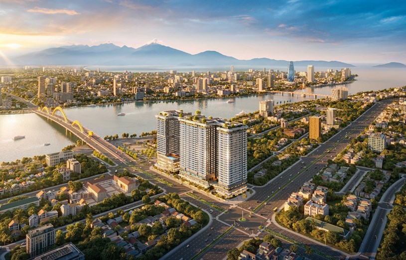 The Legend Danang nằm kề b&ecirc;n cầu Rồng, tiếp nối d&ograve;ng chảy đ&ocirc; thị bằng một diện mạo hiện đại v&agrave; đầy cảm hứng.