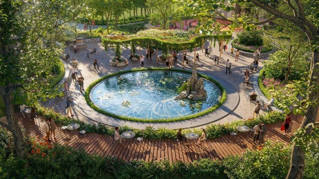 Vườn Ph&uacute;c Ninh - một mảnh gh&eacute;p của khu vườn Hạnh ph&uacute;c &ndash; Nơi &ldquo;chữa l&agrave;nh&rdquo; của cư d&acirc;n Sun Feliza Suites. Ảnh: Sun Property