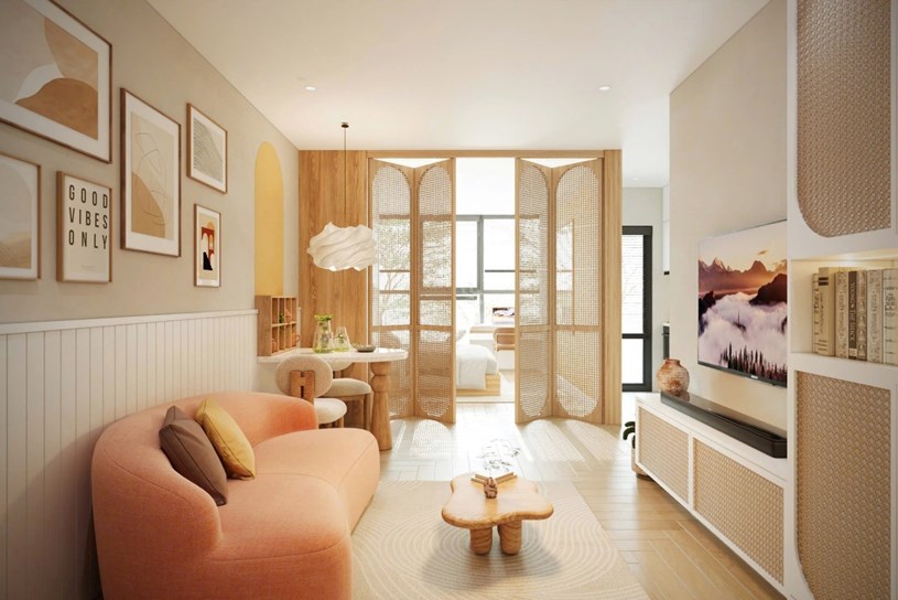 Căn Studio l&agrave; mẫu căn hộ dễ d&agrave;ng "h&ocirc; biến" đủ kh&ocirc;ng gian chức năng khi được trang bị g&oacute;i nội thất th&ocirc;ng minh.