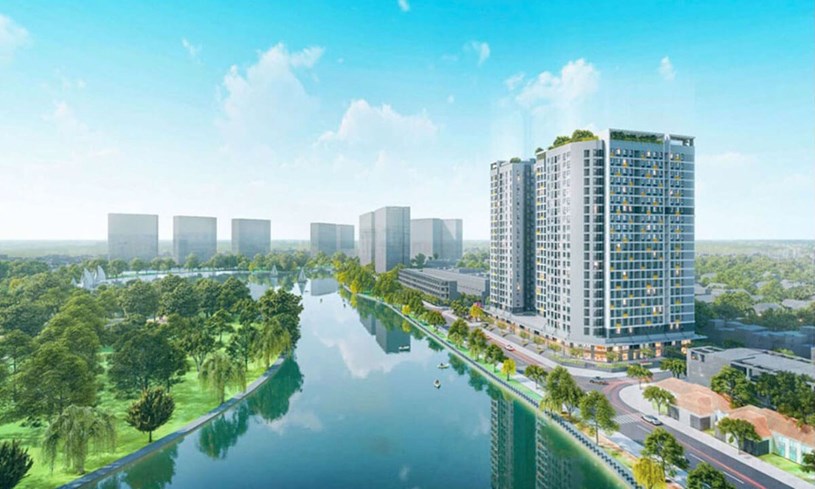 Phối cảnh dự &aacute;n nh&agrave; ở x&atilde; hội Rice City Long Ch&acirc;u. Ảnh: CĐT