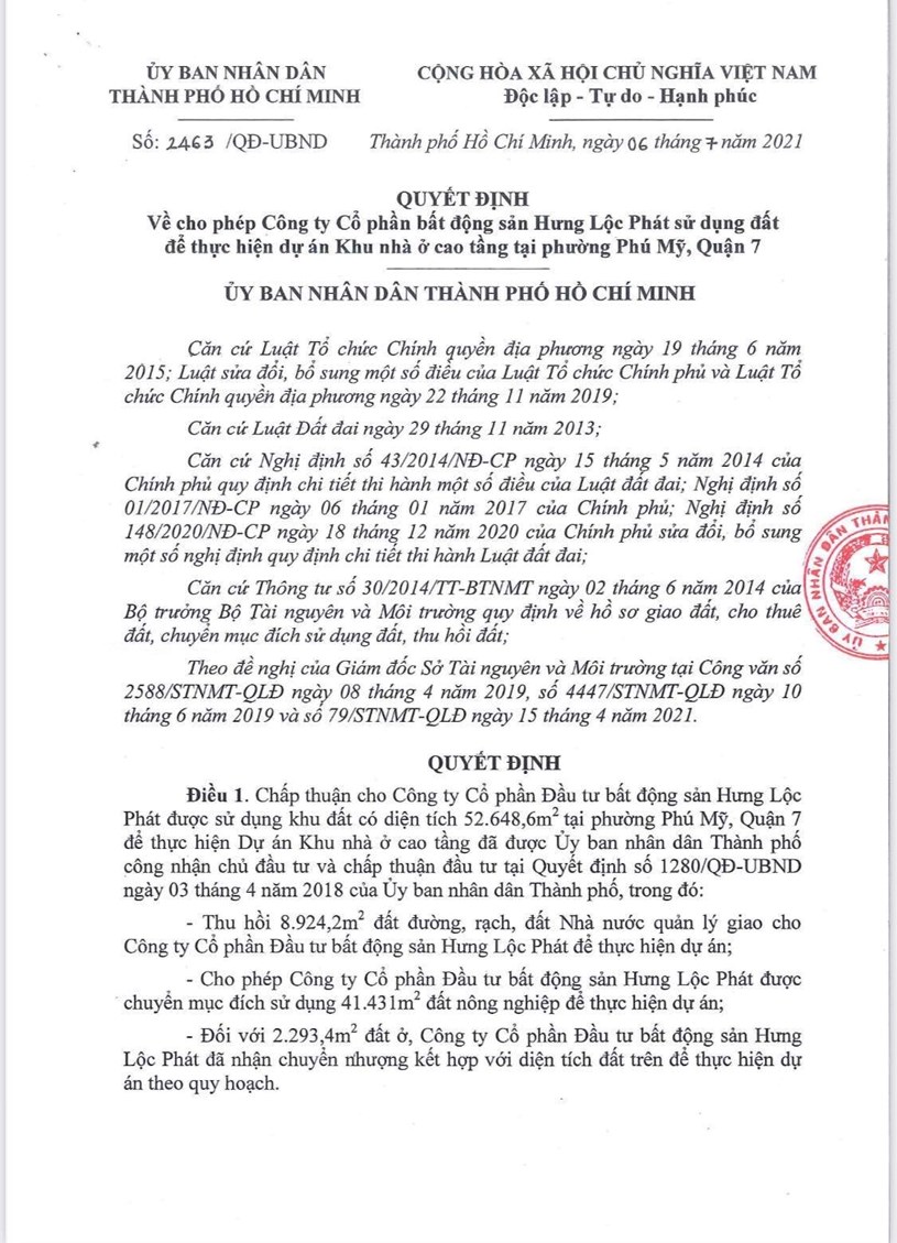 Quyết định giao phần đất c&ocirc;ng &ldquo;xen kẽ&rdquo; kh&ocirc;ng th&ocirc;ng qua đấu gi&aacute; cho C&ocirc;ng ty Hưng Lộc Ph&aacute;t.