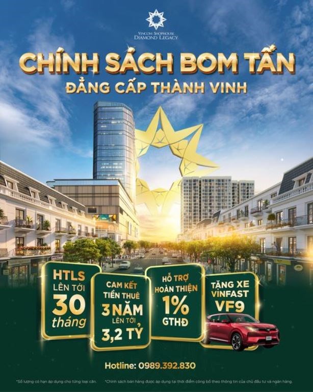 Vincom Shophouse Diamond Legacy b&agrave;n giao ngay c&ugrave;ng với c&aacute;c ch&iacute;nh s&aacute;ch hỗ trợ t&agrave;i ch&iacute;nh bứt ph&aacute;.