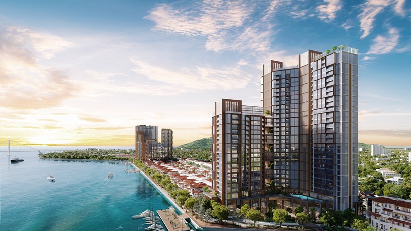 Phối cảnh minh họa Sun Symphony Residence - quần thể semi-compound b&ecirc;n s&ocirc;ng H&agrave;n được thị trường đ&oacute;n nhận t&iacute;ch cực năm 2024. Ảnh Sun Property