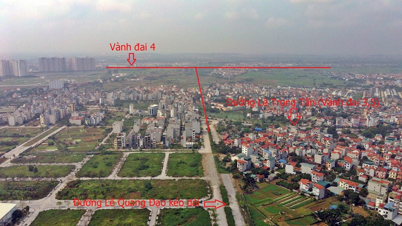 Từ Vành đai 3,5 đến Vành đai 4, đường Lê Quang Đạo kéo dài chưa được triển khai.