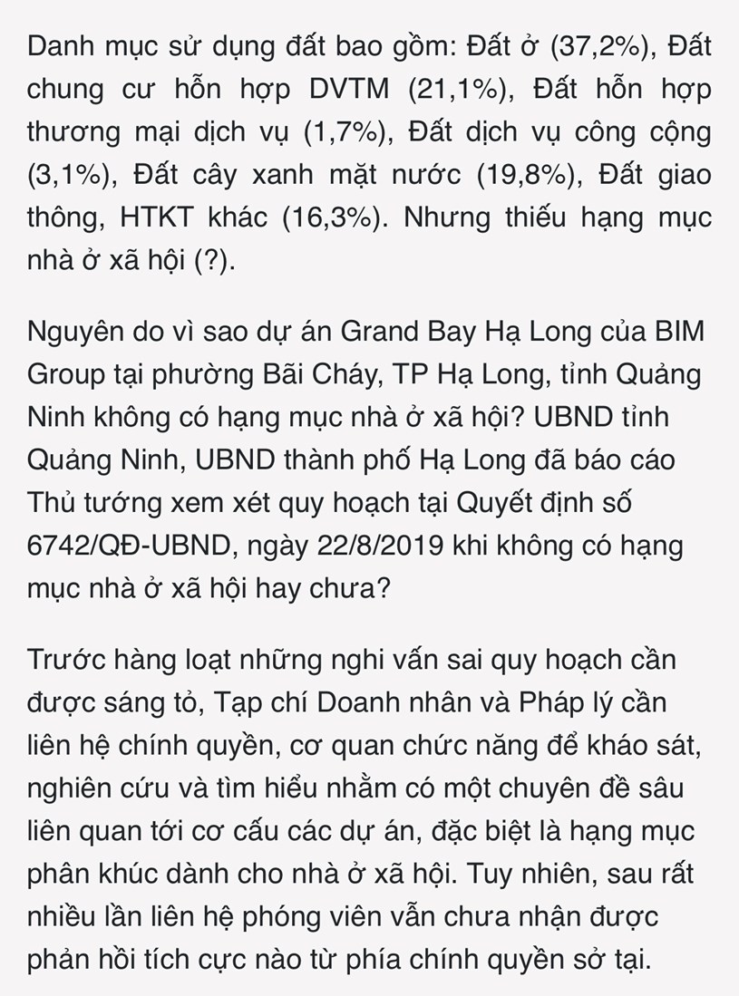 T&#237;nh ph&#225;p l&#253; dự &#225;n Grand Bay Hạ Long của BIM Group đang cần được nghi&#234;n cứu v&#224; l&#224;m s&#225;ng tỏ? - Ảnh 4