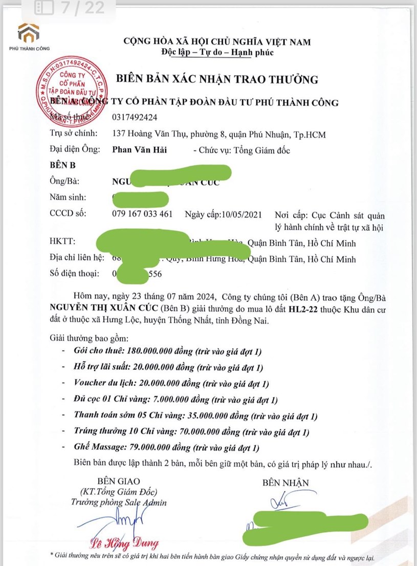 1 C&#244;ng ty BĐS bị tố c&#225;o lừa đảo kh&#225;ch h&#224;ng đi nhận giải thưởng của Si&#234;u thị nhưng lại dẫn xuống Đồng Nai mua đất  - Ảnh 4