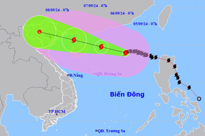 Đường đi của b&atilde;o số 3 Yagi. Nguồn: NCHMF