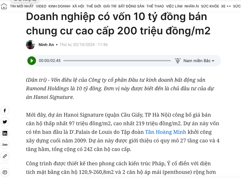 Nghe th&#236; kh&#243; tin nhưng lại l&#224; sự thật: B&#225;n chung cư cao cấp 200 triệu đồng/m2 nhưng c&#244;ng ty c&#243; vốn điều lệ chỉ 10 tỷ - Ảnh 1