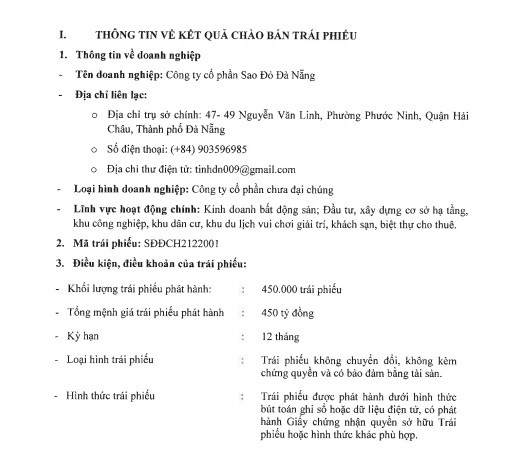 Bất chấp cảnh b&aacute;o rủi ro qua việc ph&aacute;t h&agrave;nh tr&aacute;i phiếu, C&ocirc;ng ty Cổ phần Sao đỏ Đ&agrave; Nẵng vẫn vay được 450 tỷ đồng