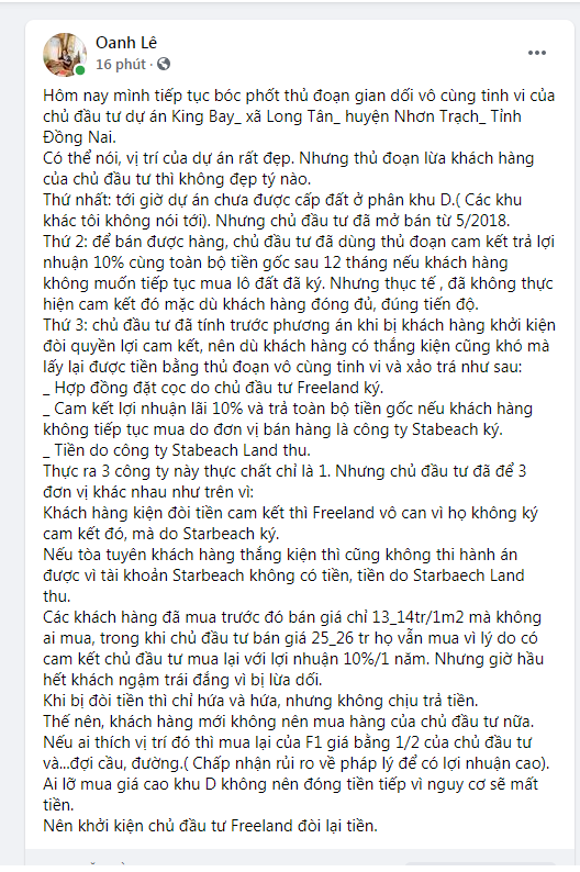 Kh&#225;ch h&#224;ng “lật tẩy” chi&#234;u tr&#242; của chủ đầu tư dự &#225;n King Bay  - Ảnh 1