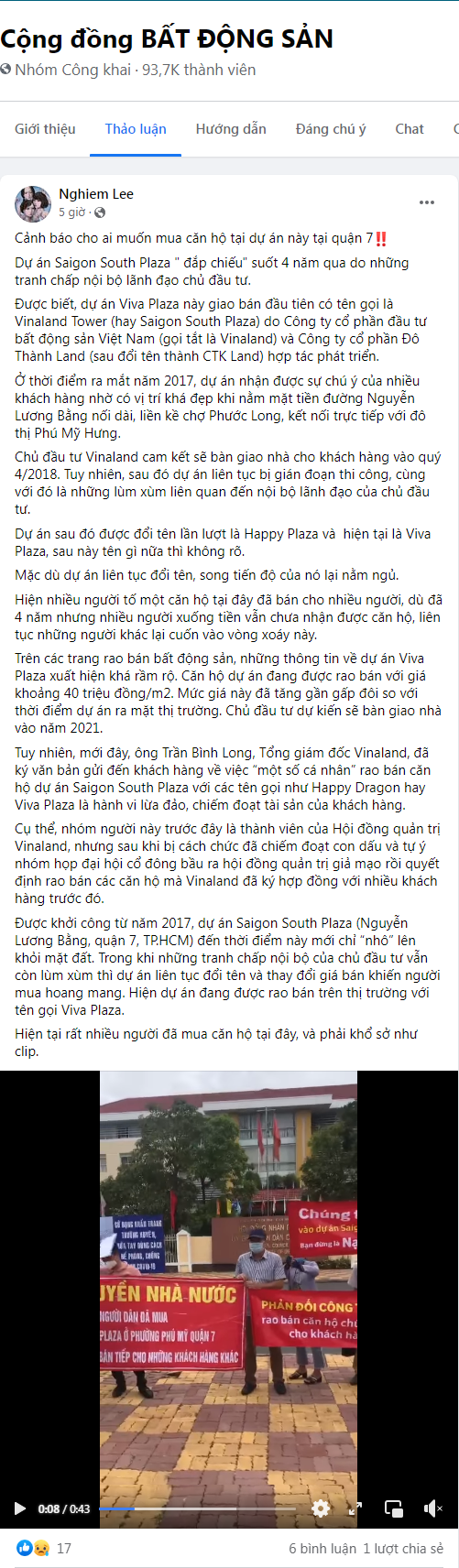 B&agrave;i chia sẻ của t&agrave;i khoản Nghiem Lee. Ảnh chụp m&agrave;n h&igrave;nh.