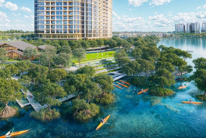 Kh&ocirc;ng gian sống được n&acirc;ng tầm bởi chuỗi tiện &iacute;ch đẳng cấp, nổi bật với c&ocirc;ng vi&ecirc;n đa chức năng v&agrave; clubhouse kho&aacute;ng n&oacute;ng.