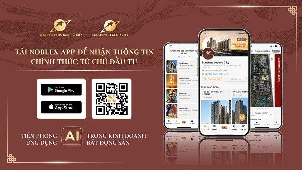 Tải NOBLEX App - ứng dụng độc quyền của Sunshine Group để cập nhật c&aacute;c th&ocirc;ng tin mới nhất về dự &aacute;n Sunshine Legend City v&agrave; tham gia ngay chương tr&igrave;nh livestream trực tuyến v&agrave;o tối 20/1