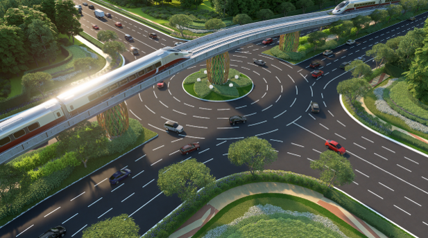 Trục ĐT.975 d&agrave;i hơn 19 km l&agrave; &ldquo;xương sống&rdquo; kết nối s&acirc;n bay với c&aacute;c trung t&acirc;m đ&ocirc; thị tại Nam đảo. Ảnh: Sun Group.