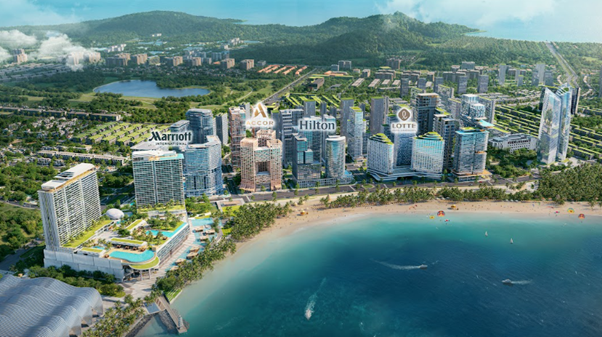 Phối cảnh Khu Đ&ocirc; thị hỗn hợp B&atilde;i Đất Đỏ với 15 t&ograve;a kh&aacute;ch sạn hướng biển