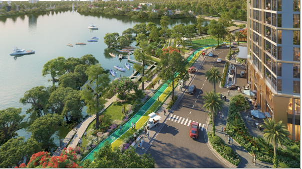 Bất động sản hướng thủy lu&ocirc;n ghi nhận mức gi&aacute; cao hơn trung b&igrave;nh thị trường khoảng 40%.