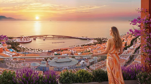 Căn hộ The Sunset sở hữu tầm nh&igrave;n &ldquo;triệu USD&rdquo; hướng Cầu H&ocirc;n &ndash; biểu tượng check in của Nam Ph&uacute; Quốc. Ảnh: Sun Group.