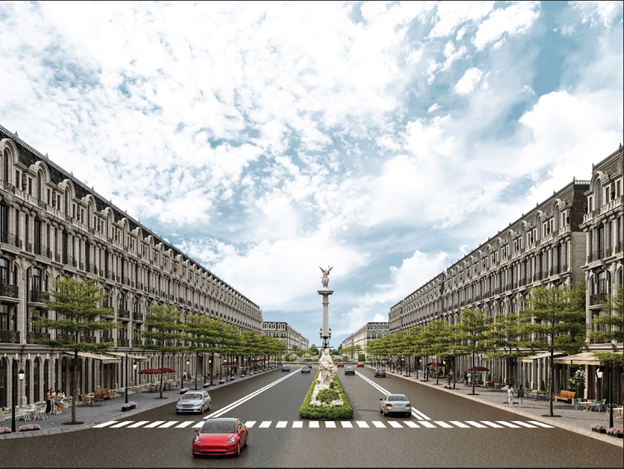 Trục đường xuy&ecirc;n t&acirc;m dự &aacute;n Noble Palace Tay Thang Long World Hotels Residences l&agrave; đường nối đường Ho&agrave;ng Quốc Việt k&eacute;o d&agrave;i