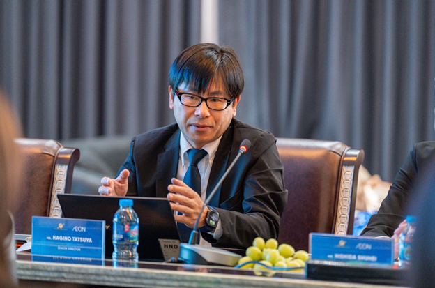 &Ocirc;ng Hagino Tatsuya - Gi&aacute;m đốc Cấp cao AEON Việt Nam ph&aacute;t biểu tại lễ k&yacute; kết