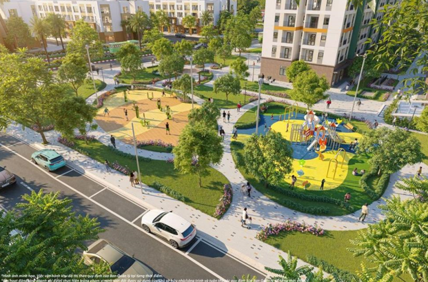 Ngay dưới ch&acirc;n c&aacute;c t&ograve;a căn hộ Happy Home l&agrave; kh&ocirc;ng gian xanh v&agrave; c&aacute;c tiện &iacute;ch vui chơi giải tr&iacute; đa dạng