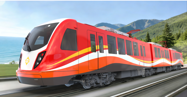 Diện mạo t&agrave;u điện lấy t&ocirc;ng đỏ chủ đạo.