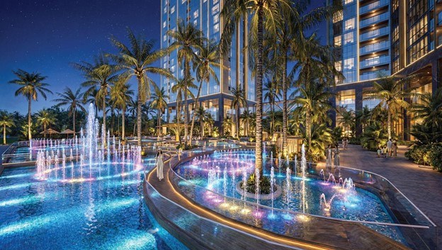 Một g&oacute;c cảnh quan nội khu tại cụm th&aacute;p V7, V8 v&agrave; V9 - dự &aacute;n Sunshine Sky City.