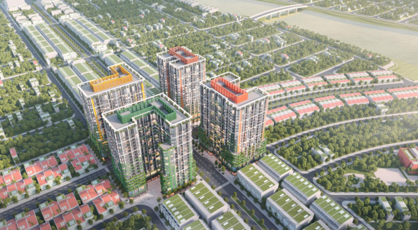 Cận cảnh FourS Tower tại giao lộ "tỷ đ&ocirc;" Nguyễn Phước Lan - Minh Mạng, tr&aacute;i tim của khu đ&ocirc; thị Sun Riverpolis. Ảnh: Sun Property.