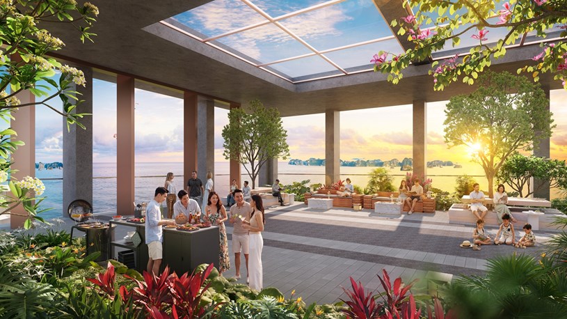 Vườn tr&ecirc;n m&aacute;i &ndash; một trong nhiều tiện &iacute;ch nội khu đẳng cấp của t&ograve;a th&aacute;p Thanh Long. Ảnh: Sun Group.