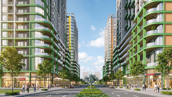 D&atilde;y shophouse khối đế sầm uất, cung cấp &ldquo;1001 dịch vụ tiện &iacute;ch&rdquo;. Ảnh: Sun Property.