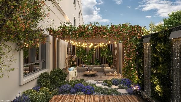 Biệt thự Vịnh B&igrave;nh Minh được thiết kế s&acirc;n vườn ri&ecirc;ng sau nh&agrave; 30 - 36m&sup2; &nbsp;