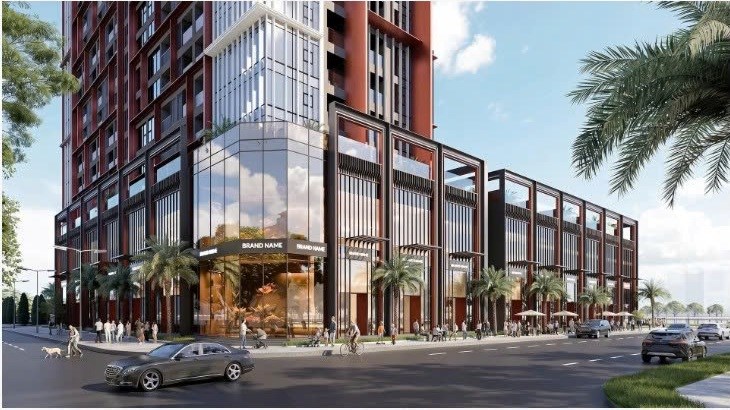 Hệ thống shophouse khối đế sầm uất kết hợp c&ugrave;ng chuỗi tiện &iacute;ch wellness tạo n&ecirc;n kh&ocirc;ng gian "workcation" ho&agrave;n hảo cho kh&aacute;ch ngoại. Ảnh: Sun Property.