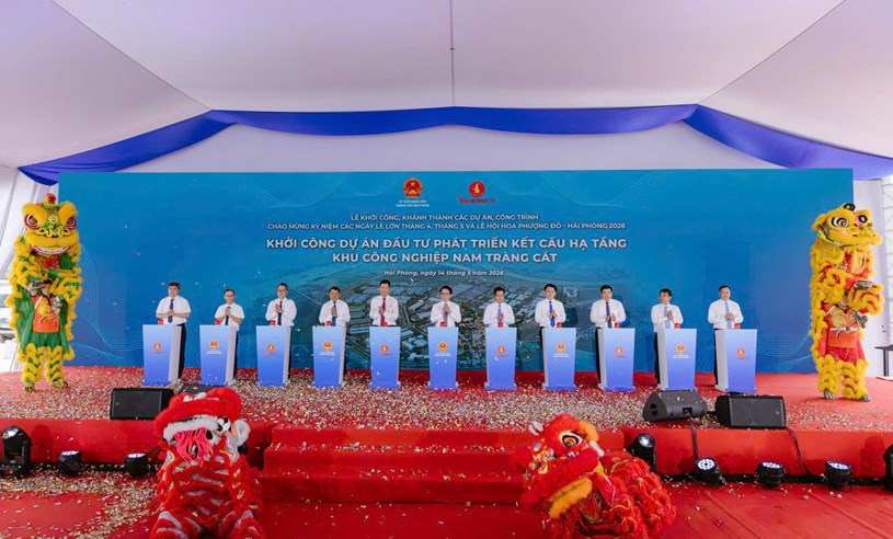 Dự &aacute;n Đầu tư ph&aacute;t triển kết cấu hạ tầng Khu c&ocirc;ng nghiệp Nam Tr&agrave;ng C&aacute;t ch&iacute;nh thức khởi c&ocirc;ng. Ảnh:&nbsp;Vinhomes.