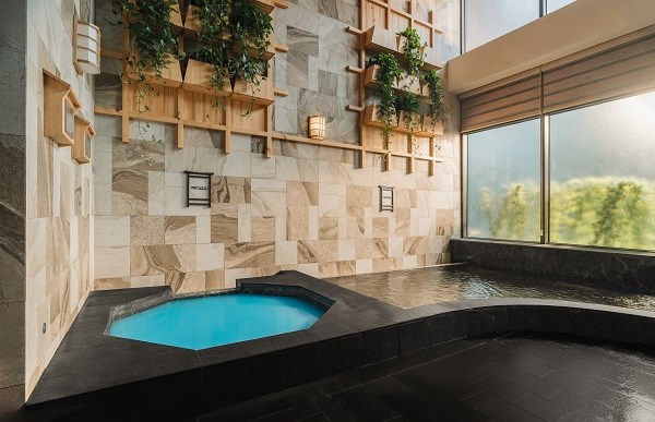 Một bể kho&aacute;ng trong nh&agrave; được Ecopark thiết kế tại tổ hợp kho&aacute;ng n&oacute;ng Mori Onsen (Hưng Y&ecirc;n)
