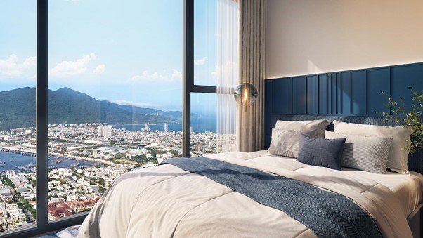 Tầm view kho&aacute;ng đạt gi&uacute;p cư d&acirc;n chi&ecirc;m ngưỡng trọn vẹn vẻ đẹp của thi&ecirc;n nhi&ecirc;n v&agrave; trung t&acirc;m Đ&agrave; Nẵng. Ảnh: Sun Property.