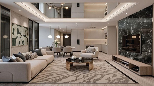 Phối cảnh căn hộ 3PN sang trọng tại Ph&acirc;n khu Thịnh Vượng - dự &aacute;n Sunshine Sky City.