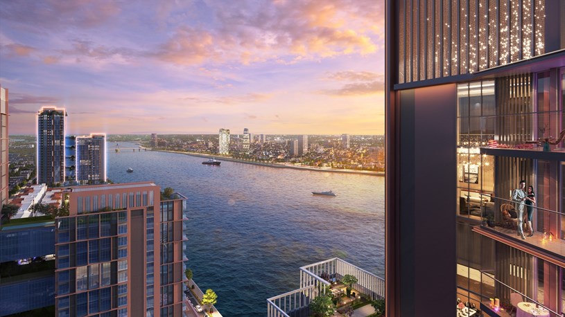 Từ dự &aacute;n cư d&acirc;n tương lai c&oacute; thể ngắm nh&igrave;n D&ograve;ng s&ocirc;ng &Aacute;nh s&aacute;ng hoa lệ tương lai. Ảnh phối cảnh minh họa Sun Property &nbsp;