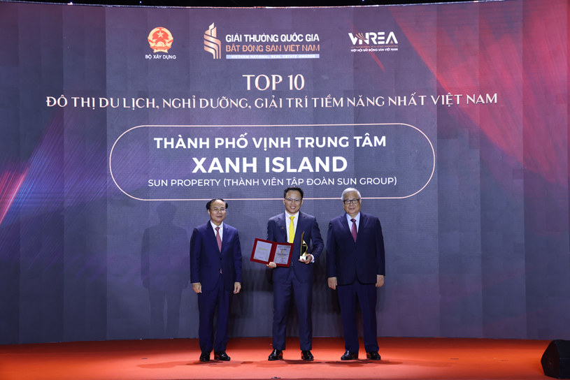 Dự &aacute;n Xanh Island (C&aacute;t B&agrave;) nhận giải thưởng "Top 10 đ&ocirc; thị du lịch, nghỉ dưỡng, giải tr&iacute; tiềm năng nhất Việt Nam". Ảnh: &Aacute;nh Dương.