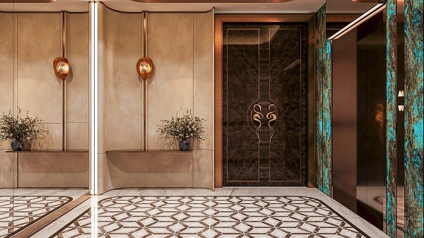 Sảnh ri&ecirc;ng được thiết kế như lounge cao cấp v&agrave; ho&agrave;n thiện bằng đ&aacute; tự nhi&ecirc;n