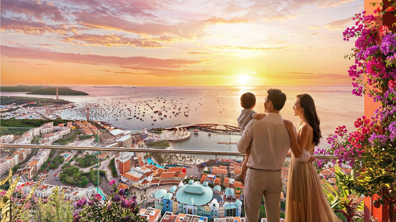 &nbsp;The Sunset sở hữu tầm nh&igrave;n trực diện Cầu H&ocirc;n &ndash; &ldquo;biểu tượng checkin&rdquo; tại Nam Ph&uacute; Quốc. Ảnh minh họa: Sun Property.