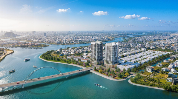 Vị tr&iacute; "kề s&ocirc;ng H&agrave;n, cận tiện &iacute;ch" biến S-Light Tower th&agrave;nh điểm đến an cư ho&agrave;n hảo tại đại đ&ocirc; thị Sun NeO City. Ảnh: Sun Property.