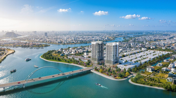 Tổ hợp S-Light Tower sở hữu tọa độ đắc địa tại ng&atilde; ba s&ocirc;ng H&agrave;n, Cẩm Lệ v&agrave; Đ&ocirc; Tỏa. Ảnh: Sun Property.