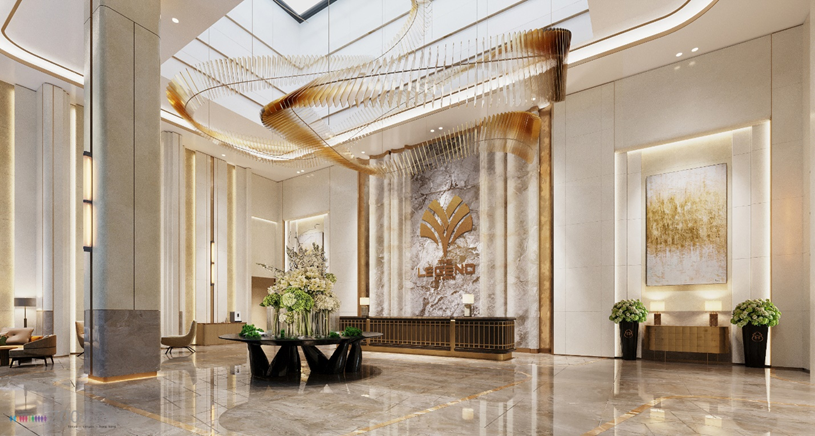 &nbsp;Sảnh tiếp đ&oacute;n căn hộ The Legend Danang được thiết kế theo ti&ecirc;u chuẩn kh&aacute;ch sạn 5* quốc tế. &nbsp;