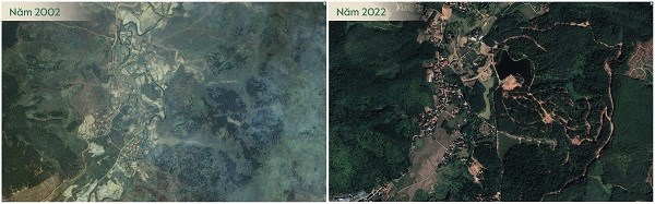 Thanh Xuan Valley 2002 v&agrave; 2022. Ảnh: Google Earth. &nbsp;