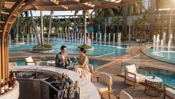 Một g&oacute;c cảnh quan, tiện &iacute;ch nội khu tại ph&acirc;n khu Thịnh Vượng, thuộc Sunshine Sky City.