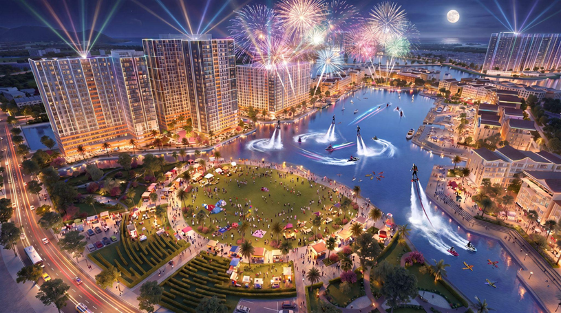 Show diễn, ph&aacute;o hoa v&agrave; chợ đ&ecirc;m VUI-Fest k&iacute;ch hoạt nhịp sống đ&ecirc;m sầm uất tại Festival Island. Nguồn: Sun Property