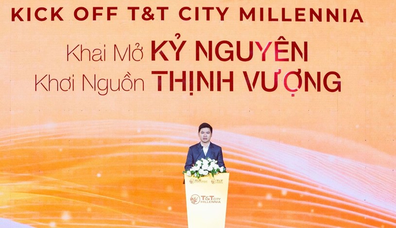 &Ocirc;ng Đỗ Vinh Quang, Ph&oacute; Chủ tịch HĐQT Tập đo&agrave;n T&amp;T Group, Chủ tịch HĐQT T&amp;T Homes ph&aacute;t biểu tại sự kiện.