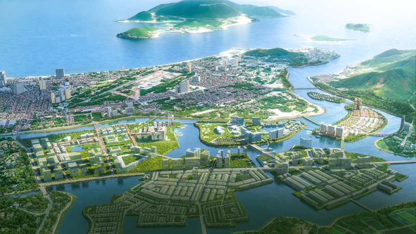 Khu đ&ocirc; thị hỗn hợp Nha Trang được bao bọc bởi c&aacute;c d&ograve;ng s&ocirc;ng, hứa hẹn trở th&agrave;nh biểu tượng kiến tr&uacute;c đ&ocirc; thị của Kh&aacute;nh H&ograve;a