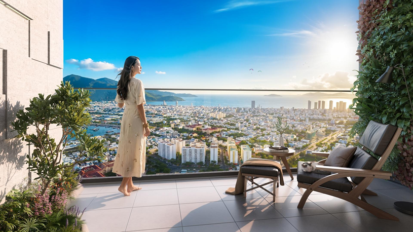 Tầm nh&igrave;n panorama đắt gi&aacute; từ Symphony 5 vừa n&acirc;ng tầm kh&ocirc;ng gian sống, vừa bảo chứng cho tiềm năng khai th&aacute;c cho thu&ecirc;. Ảnh: Sun Property.