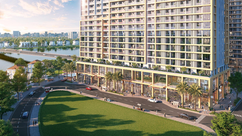Chiều cao vượt trội c&ugrave;ng hệ k&iacute;nh lớn mặt ngo&agrave;i gi&uacute;p shophouse khối đế th&iacute;ch ứng với đa dạng ng&agrave;nh h&agrave;ng. Ảnh: Sun Property.